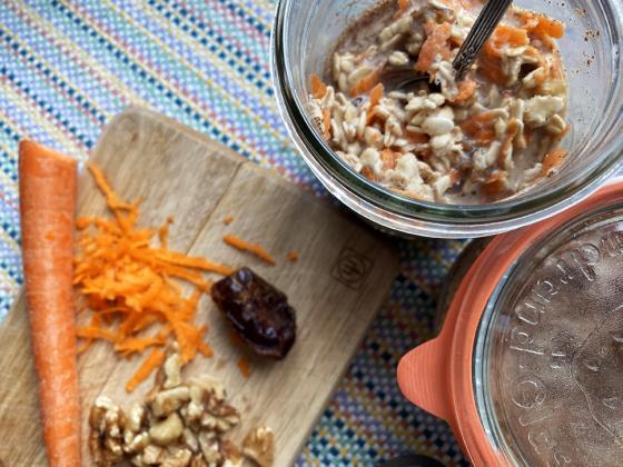 Prepare Carrot Cake Oats overnight for a delicious breakfast or dessert