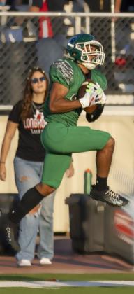 SUPER SERGIO Floydada senior Sergio Valdez leaps to intercept a Longhorn pass, but the Whirlwinds couldn’t capitalize on the catch. MORE PHOTOS, PAGE 4