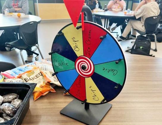 The Floydada secondary school cafeteria staff hid “eggs” and let the students spin the wheel to win prizes. | FLOYDADA CISD PHOTOS