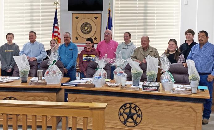 OCTOBER COMMISSIONERS COURT In the previous month’s session, the county 4-H program thanked the Floyd County commissioners for their support as students involved in leadership positions in that organization expressed their gratitude with gift baskets for the court. | DOUG HENSLEY PHOTO