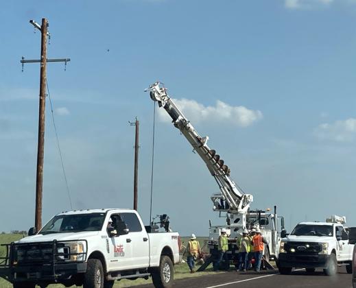 Repair crews arrived soon after the storm passed through and worked through the night and following day to restore power to Matador.