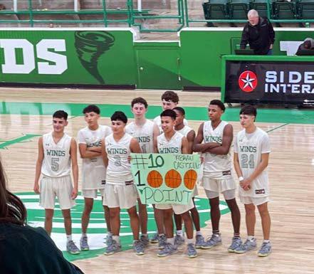MILESTONE ACHIEVEMENT Floydada’s Abran Castillo, a senior guard, was recognized at Friday night’s Whirlwinds basketball game for hitting 1,000 points in his basketball career to date. MORE FLOYDADA BASKETBALL, PAGE 5 | COURTESY PHOTO