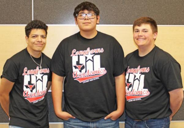 Social Studies Team - Coached by Adrian Rosales. Sophomores EJ Ascencio, Johny Rodriguez and Haygen Lefevre.