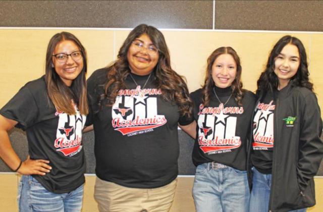 Journalism Team - Coached by Kathy Azua. Junior Eddeny Chavira and freshmen Miannette Rubio, Krista Azua and Sophie Gutierrez.