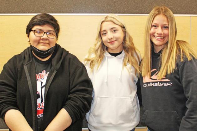 Ready Writing Team - Coached by Trey Bale. Sophomore Emily Gonzales, junior Madison Johnson and sophomore Brailey Kidd.