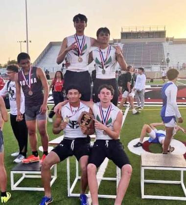 REGIONAL QUALIFER – Floydada’s Boys 4x400 relay placed first at the area track meet. Members of the team are Jonathan Pena, Leo Mendoza, John Paul Lopez, and Braun Hobbs. | FLOYDADA CISD PHOTO