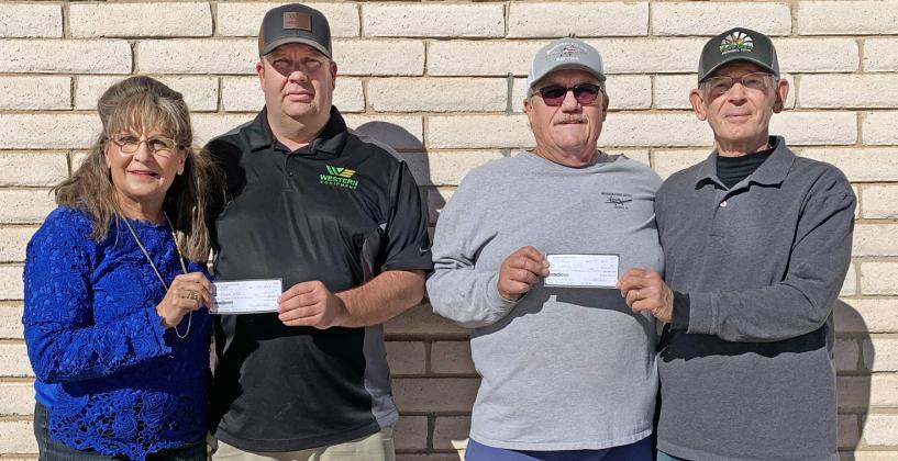 $15K TO EACH FIRE DEPT. The Floyd County Volunteer Fire Departments received a record $30,000 from the Country Christmas Ball held in December. Dustee Sollis and Wendell Sollis made the presentation to Floydada Fire Chief Chad Guthrie and Lockney Fire Chief Donnie McLaughlin. The Country Christmas Ball , hosted by Wendell Sollis and the Sidekicks All Star Band, will be held again in 2026 at the Floyd County Friends Unity Center. | COURTESY PHOTO