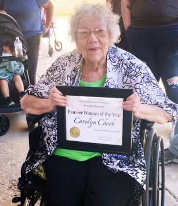 PIONEERWOMAN 2025 At the Floyd County Old Settlers Day May 24, Carolyn Cheekl was honored by the community. | HESPERIAN-BEACON