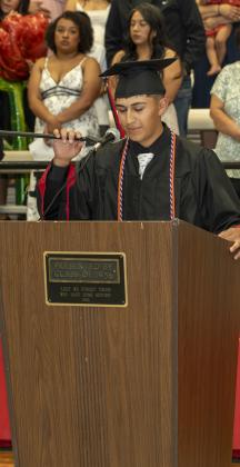 Nick Cervantes gives invocation at Lockney graduation