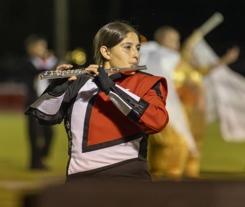 THE LONGHORN BAND provided a first-rate performance on the field at halftime, the evening before they traveled to Lubbock for UIL Regional competition.