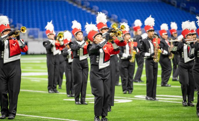 LOCKNEY LOOKING GOOD Trumpet player Anyaleigh Tambunga, a senior, was among the Lockney High School Marching Band members taking part in the UIL State Marching Band Competition at the Alamodome in San Antonio, Oct. 31. Watch the Hesperian-Beacon Facebook page and next week’s issue for full results. | CERVANTES PHOTOGRAPHY