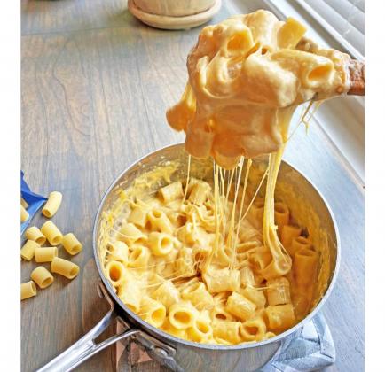 ONE-POT WONDER In this version of mac &amp;amp; cheese that doesn’t require draining the water, adding anything green, such as English peas, or fresh spinach leaves to change it up to your own taste. | ANGELINA LaRUE PHOTOS