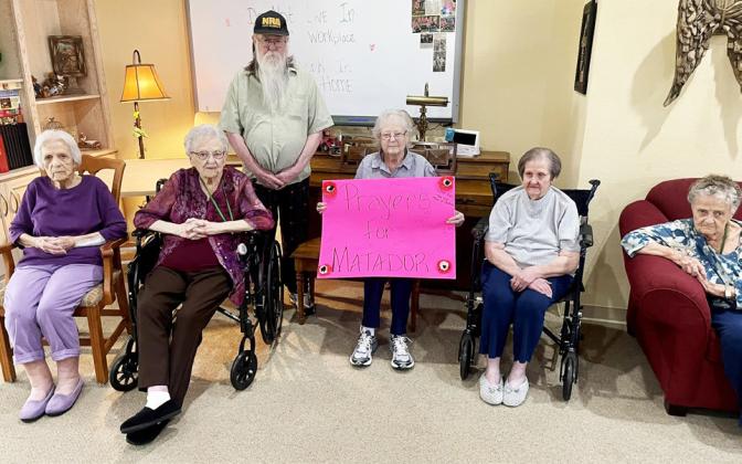 SUPPORTING MATADOR Residents of Bee Hive Homes at Shepherd’s Meadow in Floydada wanted to show their support for Matador after the tragic tornado last week. | COURTESY PHOTO