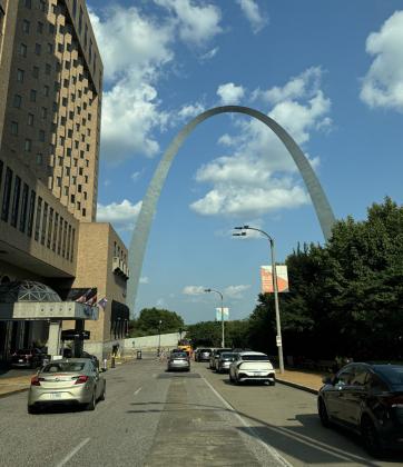 RISING 630 FEET over the St. Louis skyline and overlooking the Mississippi River a few miles south of its confluence with the Missouri, the Gateway Arch serves as symbol of the city—and exploration of the American West.