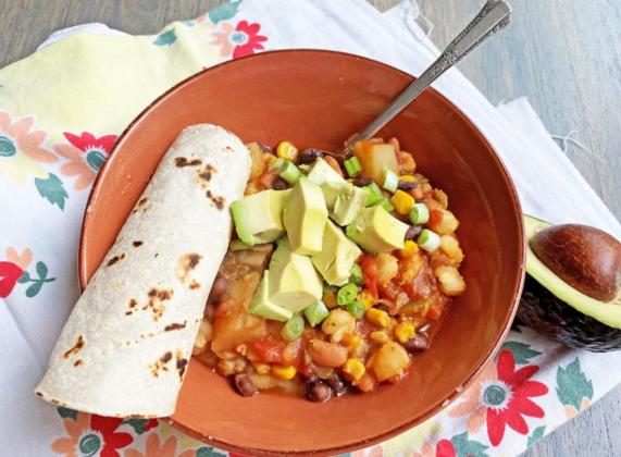 GOSH, IT’S GOULASH! A vegetable base makes this hearty concoction a rich, spicy main dish for the summertime table. | ANGELINA LaRUE PHOTOS