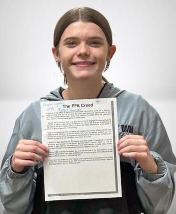 FFA Member Kaydin Logsdon first to recite FFA Creed