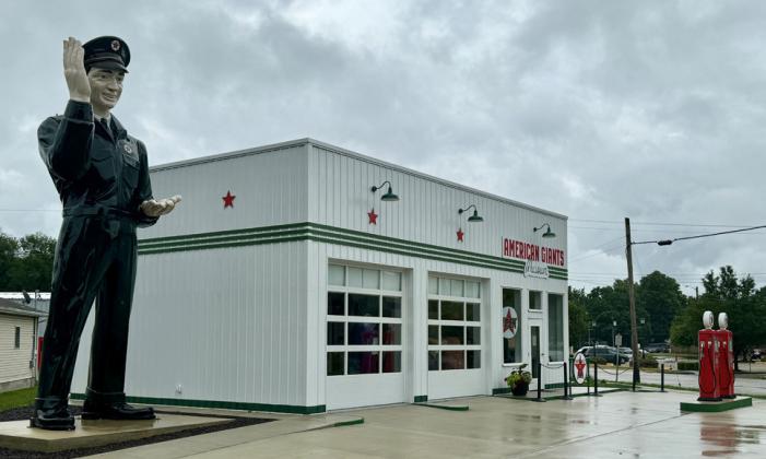 IN ATLANTA, ILLINOIS (one of 19 Atlantas in the U.S.), the newly opened American Giants museum tells the story of roadside advertising figures from Muffler Men to Paul Bunyan, to Big Boy and the Esso Tiger. Photo ops abound.