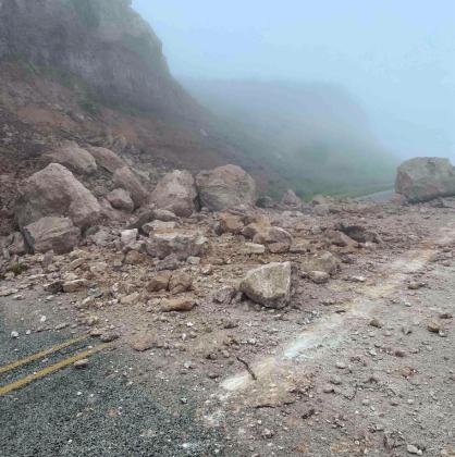 MASSIVE ROCKSLIDE on Farm to Market Road 689 in Floyd County was closed Tuesday, July 15, for two and a half hours while TXDOT cleared the roadway. | COURTESY PHOTOS BY TXDOT