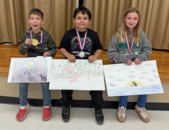 THIRD GRADE POSTERWINNERS in the Floyd County Soil &amp;amp; Water Contest were Casey Cavazos, 1st place; Gage Huizar, 2nd place; and Colbie Sinkhorn, 3rd place. | COURTESY