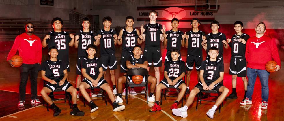 LONGHORNS BASKETBALL The Lockney Longhorns boys basketball team kicked off their Thanksgiving week with a win. On Monday, Nov. 24, 2025, the Lockney Varsity Boys Basketball team won their game against Floydada High School by a score of 62-57. | CERVANTES PHOTOGRAPHY