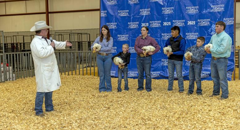 RABBIT JUDGING is part of the education at the 2025 Floyd County Livestock Show. WINNERS CIRCLE COVERAGE, PAGES 8–10 | CERVANTES PHOTOGRAPHY