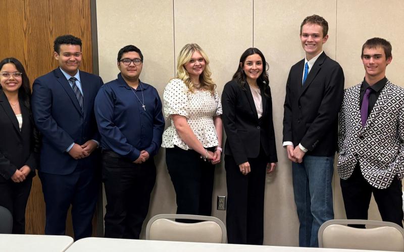 LIGHTHOUSE YOUTH TOUR WINNERS Floydada students Brittney Machado and Jayvien Aleman won the trip to Washington, D.C. and a $1,500 scholarship. Floydada students Payten Shuping and Mylie Morales will both receive a $1,000 scholarship. Lighthouse would like to thank Lupe Marquez of Lamb County EC, Gladys Saenz of Bailey County EC, and Matt Zamora of Deaf Smith EC for judging their contest last week. | COURTESY PHOTO