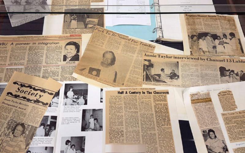 FLOYDADA CISD currently uses a part of the FTC building to support its Year 13-14 P-TECH program and students. Exhibits at the rededication showed documents related to Annie Taylor’s wide influence on education in the region. | COURTESY PHOTOS