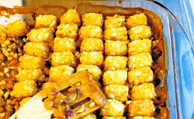 TIPS FOR TOTS Bake these premade, frozen shredded-potato favorites into a meaty, mouth-watering one-dish meal. ANGELINA LaRUE PHOTO