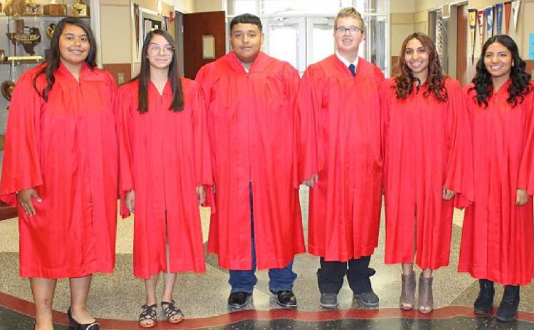 NATIONAL HONOR SOCIETY INDUCTEES to the Lockney High School chapter were, from left, Annalicia Hernandez, Lexi Morgan, Diego Ascencio, Jackson Mullican, Thalia Ascencio and Karen Trenado.