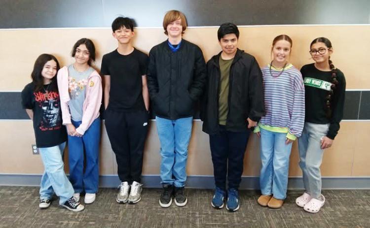 BAND HONORS These Floydada Collegiate Junior High students have put in the extra work and excelled in band this year. Congratulations go to Vincent Cooper, TMEA Junior High Honor Band; Leehenry Mao, ATSSB Symphonic Band; Jaxon Foster, ATSSB Symphonic Band; Paulina Ramirez, ATSSB Concert Band; Amanda Suarez, ATSSB Concert Band; Parker Kellison, ATSSB Concert Band; and Aaliyah Bautista, ATSSB Concert Band. | FLOYDADA CISD PHOTO