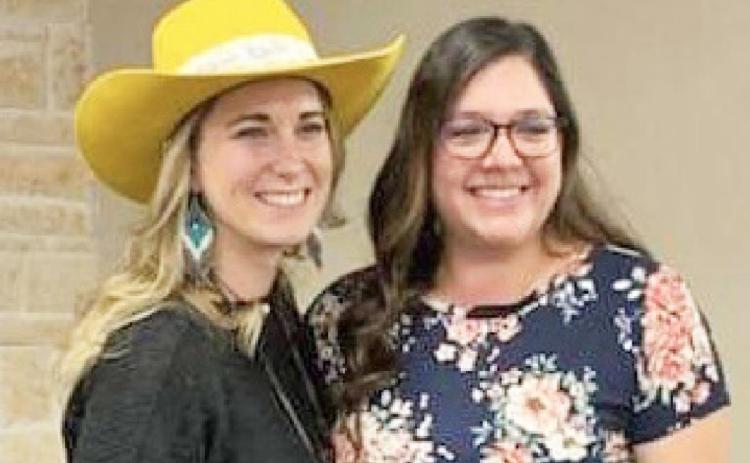 CHAMBER AWARDS Floydada Chamber vice-president Whitley Nutt (left) recognizes Cassandra Garza (right) of the Floydada Animal Shelter as the Citizen of the Year. Ace Hardware was not present at the banquet to receive their Business of the Year award | COURTESY PHOTO