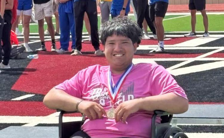 TOBY ZEPEDA will participate in the UIL State track meet Friday, representing Floydada High School in the wheelchair shot put. | COURTESY PHOTO