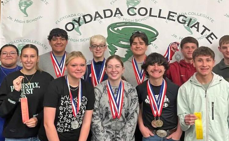 FLOYDADA CHS INDIVIDUAL UIL District winners were Noah Fierros, Angel Garza, Wesley Crowe, James Zepeda, Callie Brittain, Syndi Chesshir, Peyton Shuping, Kanon Rainwater, Brittany Machado, Martiin Ramirez, Joshua Stewart and Ava Gonzales. Not pictured are Alexis Brown and Marty Riojas. | FLOYDADA