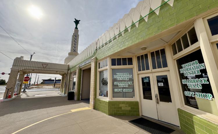 RESTORED IN 2003 with bright green and red neon-light accents, the U-Drop Inn / Conoco Tower in Shamrock, Texas, turns 90 years old this year.