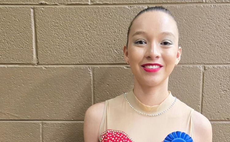 TWIRLER HONORS Congratulations go to Lockney High School’s Kara Sanchez for earning a 1st Division on her 2-baton routine at the NBTA State Competition Saturday, June 14, and a 1st Division on her solo baton routine on Sunday, June 15. | COURTESY PHOTO