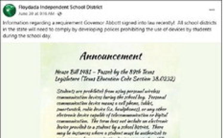 Abbott signs law prohibiting cellphones, similar devices in Texas public schools