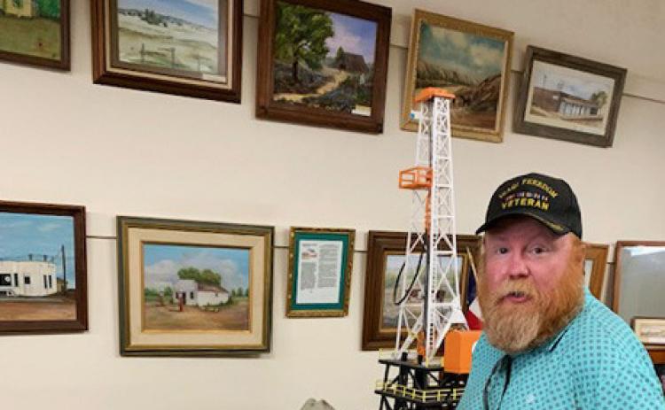 FLOYDADA HISTORICAL LEGACY Chase Carr recently visited the Floyd County Historical Museum to view an exhibition of works by his late grandfather, James Haven (Jim) Word. | COURTESY PHOTO