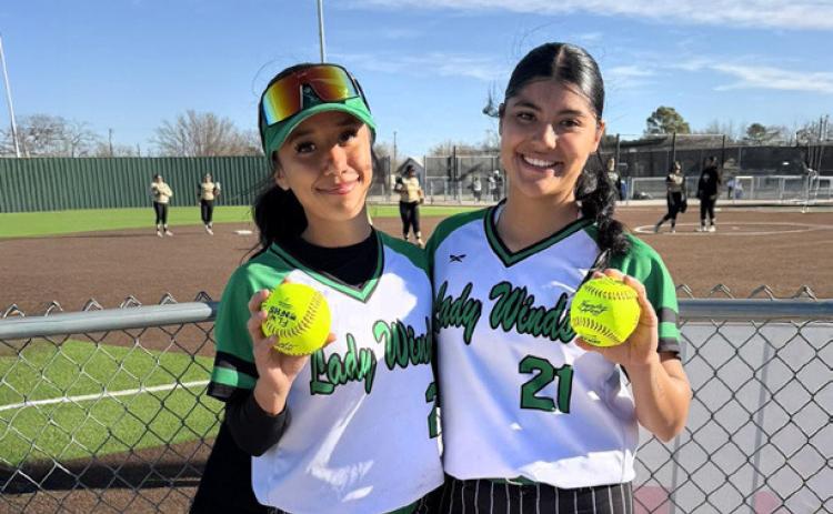 FLOYDADA TAKES THE FIRST GAME of the KFLIP Tournament with a 10–3 win over Muleshoe Feb. 26. The Lady Winds faced Lamesa in their second game of the day. Itzel Baltazar launched the first home run of her career, while Alli Hernandez added a two-run home run to extend the lead. | NOAH FIERROS