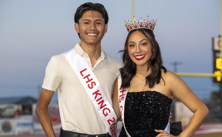 Lockney 2025 Homecoming King and Queen doing the Coronation, Daniel Alvarado and Caelyn Jimenez