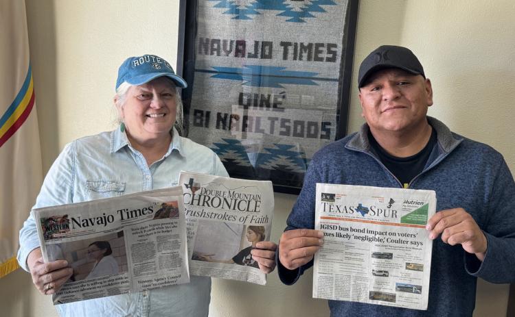 NEWSPAPER SWAP The Navajo Times is the largest independent, Native American-owned weekly newspaper in the U.S., based in Window Rock, Arizona, capital of the Navajo Nation. Founded in 1959 as a tribal newsletter, today it counts a circulation of 24,900 with more than 150,000 weekly readers. Our Texas Spur staff dropped by the paper’s offices in October 2025. | TEXAS SPUR