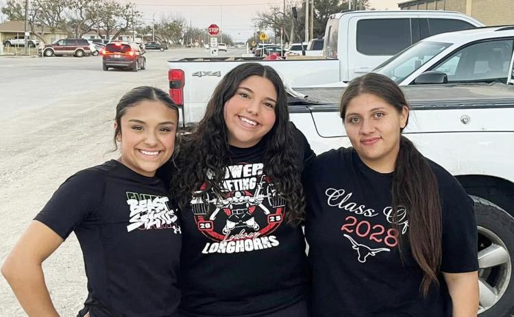 STATE BOUND Monique Lara, Ciara Hernandez and Ellianna Jimenez will head to State competition in powerlifting following their showings in Region 1 Division 1A/2A competition Feb. 28 in San Angelo. | CERVANTES PHOTOGRAPHY