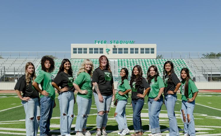 2026-27 FLOYDADA HIGH SCHOOL SPORTS TRAINERS (From left) Ella Hightower, Christopher Williams, Yadirah Briones, Sidny Hardcastle, Head Athletic Trainer Emily Martin, Marisol De La Fuente, Itzel Baltazar, Zaybree Back, Emily Martinez and Jocelynn Baltazar. | ROBIN’S NEST PHOTOGRAPHY|