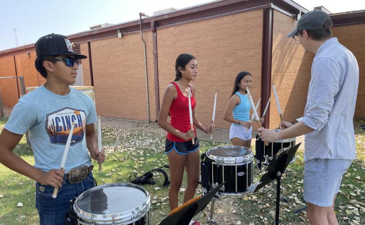 LOCKNEY BAND PERCUSSION SECTION rehearsed during summer camp recently. Jolene Guerrero is Percussion section leader. MORE PHOTOS, PAGE 5 | LOCKNEY ISD PHOTOS