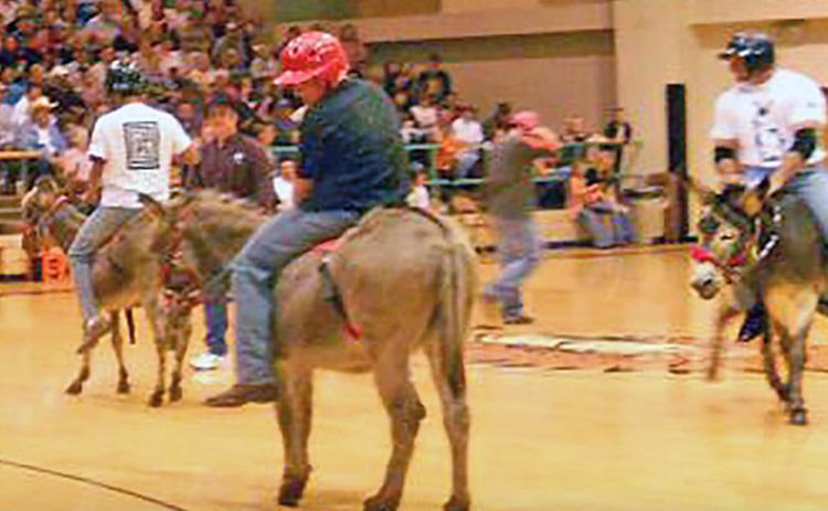 DONKEY DUNKIN’ Texas-owned Dairyland Donkey Ball, declared the “third generation in the business …and still being laughed at!” brings a different kind of sport to the Lockney Junior High School gym at 6:30 p.m. on Mon., Oct. 25. | COURTESY PHOTO