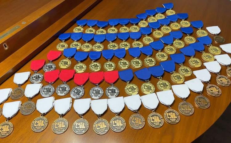 CLASS 1 HONORS The impressive number of blue (Class 1) band medals is indicative of high honors for Lockney’s band program, according to program director Dr. Robert Rumbelow.