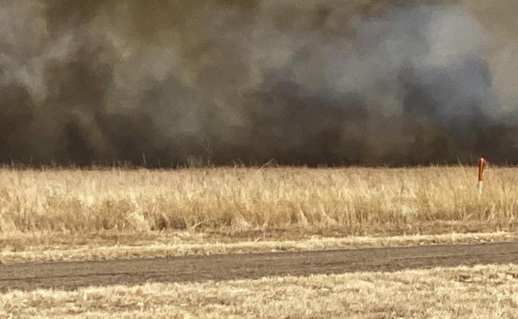 A FAST-MOVING GRASS FIRE burned more than 600 acres of dry land between Lockney and Floydada Sunday afternoon, with DPS closing U.S. Highway 70 to traffic for a while. | FRED CERVANTES PHOTOS