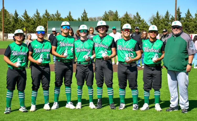 FLOYDADA BASEBALL Last week marked the conclusion of the Whirlwinds’ final home game, an occasion dedicated to honoring the graduating seniors. Seniors honored: Kyler Gillespie, Matthew Luna, Giovanni Baltazar, Noe De Los Santos, Ilan Lopez, Kason Hughes and Derrik Suarez. | FLOYDADA YEARBOOK