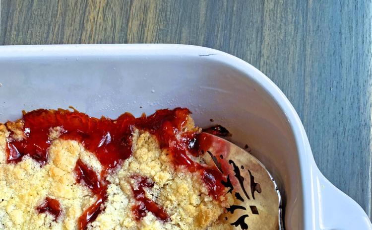 DELECTABLE DESSERT Having a bag of organic “frozen” berries on hand for this delicious, healthy fruit crisp is the ideal way to keep them readily available. | ANGELINA LaRUE PHOTO