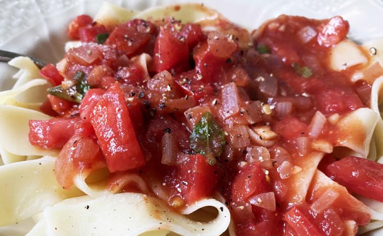 PAPPARDELLE— pasta in the shape of wide ribbons—is the basis for this hearty, healthy main dish. | ANGELINA LaRUE PHOTO