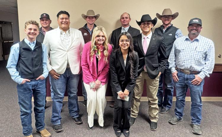 MENTORINGYOUTH The Floyd-Briscoe Farm Bureau board worked with area youth to help them understand the issues affecting agriculture in the Youth Ag Discussion Meet Jan. 5 in Floydada. | COURTESY PHOTOS